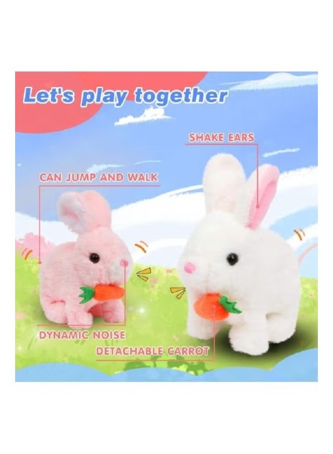 لعبة أرنب إلكترونية تفاعلية محشوة مع أصوات، أرنب يقفز بأنفه ويحمل جزرة، هدية مثالية للأطفال الصغار في أعياد ميلادهم. - Image 2